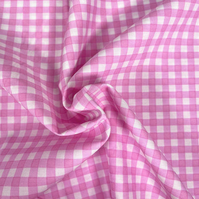 Pink Gingham Polycotton - Sunnyside Fabrics UK - Craft Cotton Co, gingham polycoytton, ginghamcheck, pink and white, red and white - {{product.type}} - sunnysidefabricsuk.com