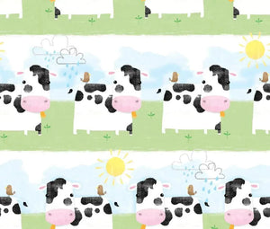 Playful Farm, Cotton Fabrics - Sunnyside Fabrics UK - children's fabric, cows, farmyard, pigs, rabbits, sunshine - {{product.type}} - sunnysidefabricsuk.com