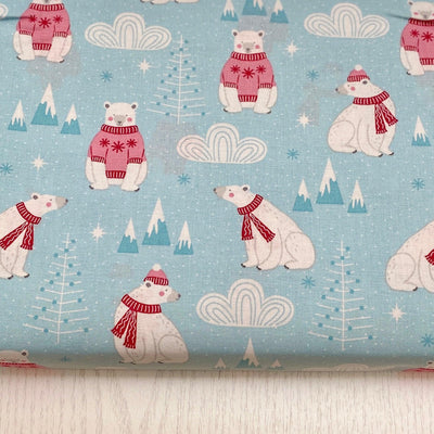 Polar Bears, Polar Pals Christmas Cotton fabric - Sunnyside Fabrics UK - childrens christmas fabric, Christmas, Christmas Cotton fabric, Christmas critters, christmas fabric, Christmas fabrics, christmas quilting, penguins, polar bears - {{product.type}} - sunnysidefabricsuk.com