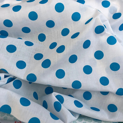 Polka Dot Spot Turquoise Polycotton - Sunnyside Fabrics UK - polka dot, Polycotton - {{product.type}} - sunnysidefabricsuk.com