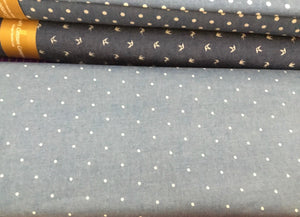 Printed Chambray Birds  Sunnyside Fabrics UK - Sunnyside Fabrics UK