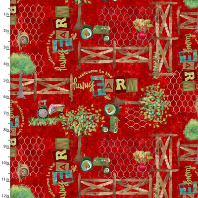 Red Tractors Cotton Fabric - Sunnyside Fabrics UK - 3 wishes,animals,chickens,Connie Haley,Connie Haley 3 wishes Fabrics,farm,funnys farm,pigs,sassy animals,sheep - alt - sunnysidefabricsuk.com