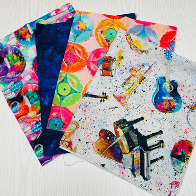 Rhythm and Hues Fat Quarter Bundle - Sunnyside Fabrics UK - music, musical instruments, musical notes, piano, piano keys, records - {{product.type}} - sunnysidefabricsuk.com
