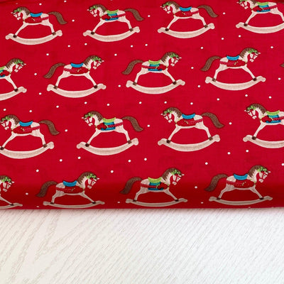 Rocking Horse, Cotton Fabric - Sunnyside Fabrics UK - childrens christmas fabric, Christmas, Christmas Cotton fabric, christmas fabric, Christmas fabrics, christmas quilting, christmas stockings, rocking horse, traditional Christmas - {{product.type}} - sunnysidefabricsuk.com