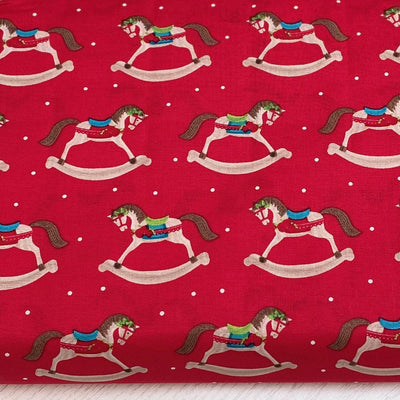 Rocking Horse, Cotton Fabric - Sunnyside Fabrics UK - childrens christmas fabric, Christmas, Christmas Cotton fabric, christmas fabric, Christmas fabrics, christmas quilting, christmas stockings, rocking horse, traditional Christmas - {{product.type}} - sunnysidefabricsuk.com