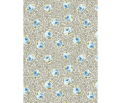 Rosalinda Rose Blue Floral, Michael Miller Fabric - Sunnyside Fabrics UK - antique, floral, letters, roses, script - {{product.type}} - sunnysidefabricsuk.com