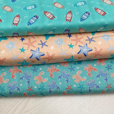 Rowing Boats, Cotton Fabric Print - Sunnyside Fabrics UK - fabric under £5, seasidesealife, summer sewing, under £5 - {{product.type}} - sunnysidefabricsuk.com