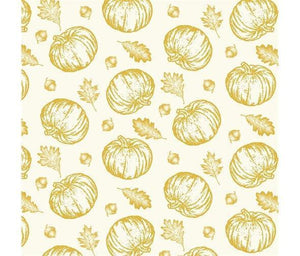 Scattered Pumpkins, Simply Gold, Metallic Cotton Fabric - Sunnyside Fabrics UK - gold metallic, leaves, low volume, sunflowers - {{product.type}} - sunnysidefabricsuk.com