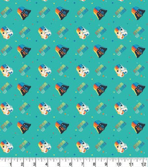 Star Wars, Cotton Fabric, Rainbow Helms - Sunnyside Fabrics UK - baby yoda, Craft Cotton Co, mandalorian, rainbow helms, Star Wars, yoda - {{product.type}} - sunnysidefabricsuk.com