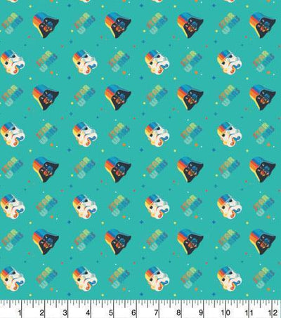 Star Wars, Cotton Fabric, Rainbow Helms - Sunnyside Fabrics UK - baby yoda, Craft Cotton Co, mandalorian, rainbow helms, Star Wars, yoda - {{product.type}} - sunnysidefabricsuk.com