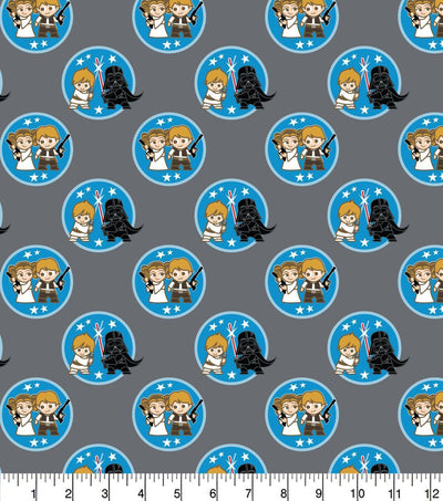 Star Wars, Kawaii Characters Cotton Fabric - Sunnyside Fabrics UK - Craft Cotton Co, darth vadar, kawaii, kawaii characters, kawaii design, kawaii star wars, luke skywalker, princess leya - {{product.type}} - sunnysidefabricsuk.com