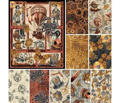 Steampunk Fabric, Alternative Age, Butterflies and Flowers - Sunnyside Fabrics UK - staempunk art, staempunk hat, steampunk, steampunk cosplay, steampunk costume, steampunk decor, steampunk design, steampunk fabric, steampunk hat, steampunk life, steampunk mask, steampunk style - {{product.type}} - sunnysidefabricsuk.com