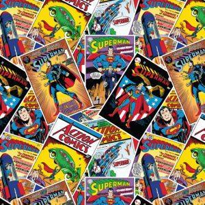 Superman Comic Stack, Cotton Fabric - Sunnyside Fabrics UK - batman, batman logo, Craft Cotton Co, disney, Marvel Comics - {{product.type}} - sunnysidefabricsuk.com