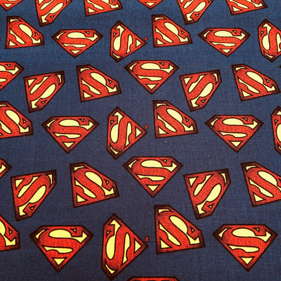 Superman Logo Cotton Fabric - Sunnyside Fabrics UK - captain America, Craft Cotton Co, disney, Marvel Comics, super heroes - {{product.type}} - sunnysidefabricsuk.com