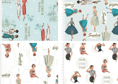 Under Estimate Me, Simplicity Vintage Cotton Fabric - Sunnyside Fabrics UK - cotton fabric, dressmaking, dressmaking fabric, simplicity fabric, simplicity patterns, vintage dress patterns, vintage simplicity - {{product.type}} - sunnysidefabricsuk.com