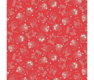 Vases and Sewing Machines, Say it with a Stitch, Mandy Shaw - Sunnyside Fabrics UK - buttons, henry glass, mandy shaw, red work, say it with a stitch - {{product.type}} - sunnysidefabricsuk.com