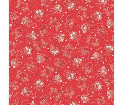 Vases and Sewing Machines, Say it with a Stitch, Mandy Shaw - Sunnyside Fabrics UK - buttons, henry glass, mandy shaw, red work, say it with a stitch - {{product.type}} - sunnysidefabricsuk.com