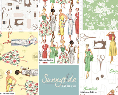 Vintage Sewing, Simplicity Vintage Cotton Fabric - Sunnyside Fabrics UK - cotton fabric, dressmaking, dressmaking fabric, organic cotton fabric, simplicity fabric, simplicity patterns, vintage dress patterns, vintage simplicity - {{product.type}} - sunnysidefabricsuk.com
