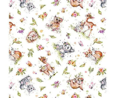 Woodland Animals Little Darlings Children’s Cotton Fabric - Sunnyside Fabrics UK - animals, bunny, childrens Fabric - {{product.type}} - sunnysidefabricsuk.com