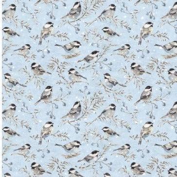 Woodland Frost, Birds and Berries, Blue, - Sunnyside Fabrics UK - - {{product.type}} - sunnysidefabricsuk.com