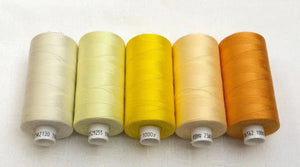 Yellow/Gold Moon Thread Pack of 5 - Sunnyside Fabrics UK - cotton thread, gold thread, moon thread, polyester thread, yellow thread - {{product.type}} - sunnysidefabricsuk.com