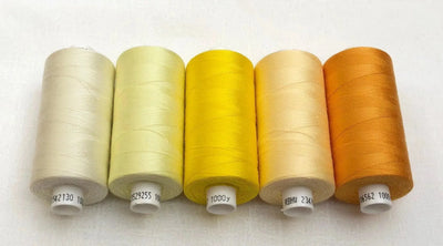 Yellow/Gold Moon Thread Pack of 5 - Sunnyside Fabrics UK - cotton thread, gold thread, moon thread, polyester thread, yellow thread - {{product.type}} - sunnysidefabricsuk.com