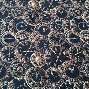 Steampunk Clocks - Sunnyside Fabrics UK - clocks, gold, steampunk, vintage - {{product.type}} - 